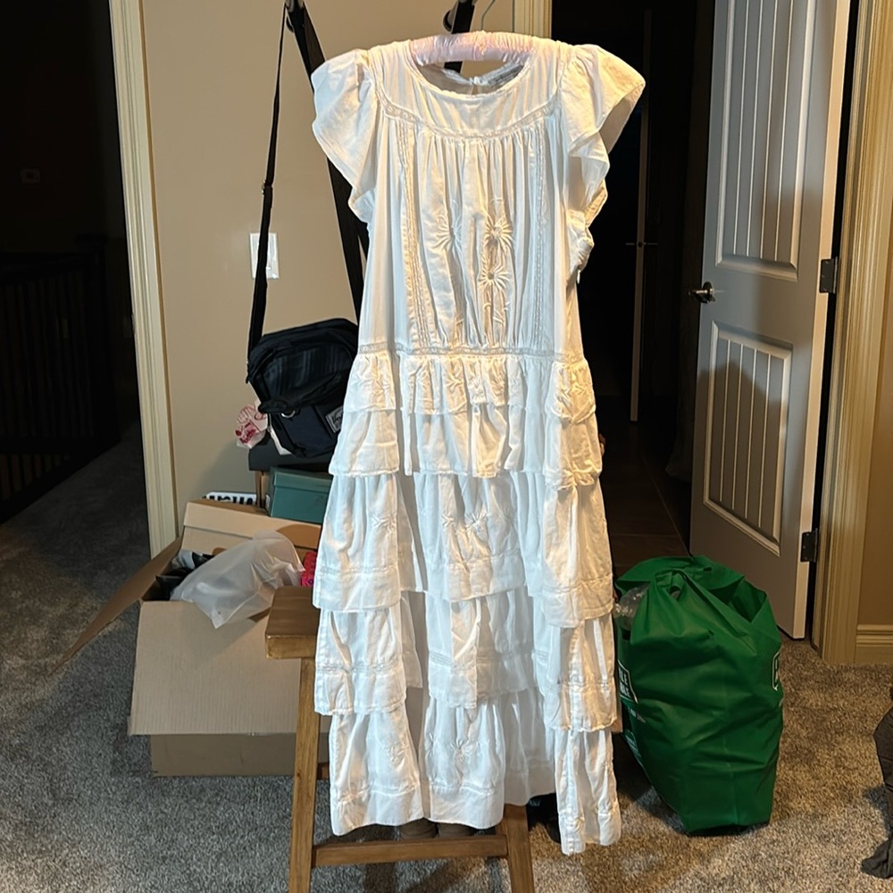 Banana Republic White Ruffle Dress